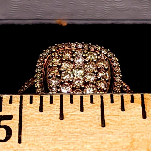 Natural Champagne Diamond ring in 14k Rose Gold vermeil over 925 SS 1.00tcw sz 8 - Picture 2 of 5